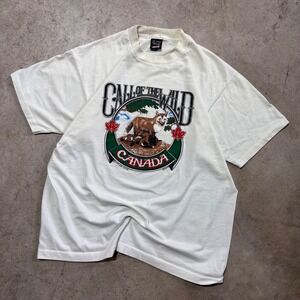 Vintage 90s‎ Call of the Wild Canada Fox Graphic T Shirt XL Fruit of the Loom